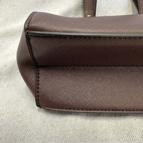 Montana West PU leather brown PU coated leather medium satchel bag gold hardware - Picture 11 of 15